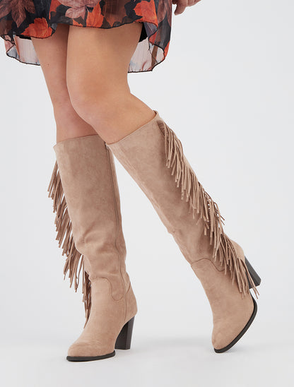 Botas de ante con flecos - Beis