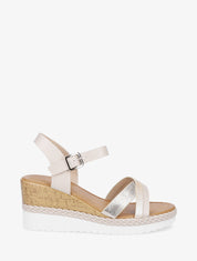 Sandales compensées à brides croisées - Beige - 1