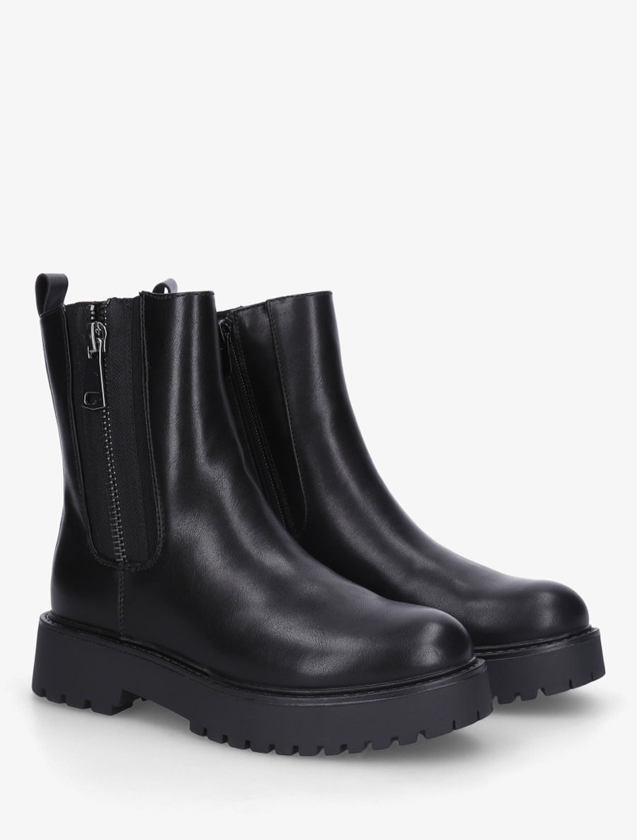 Boots en simili à zip décoratif - Noir - 4