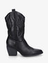 Bottines montantes en simili style santiag - Noir - 1