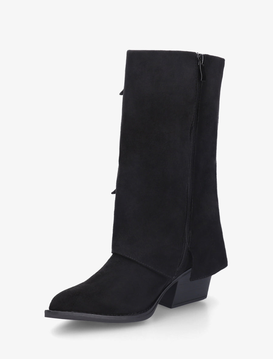 Bottines montantes en suédine à poches - Noir - 3