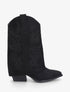 Bottines à revers et sûrpiqures en suédine - Noir - 1