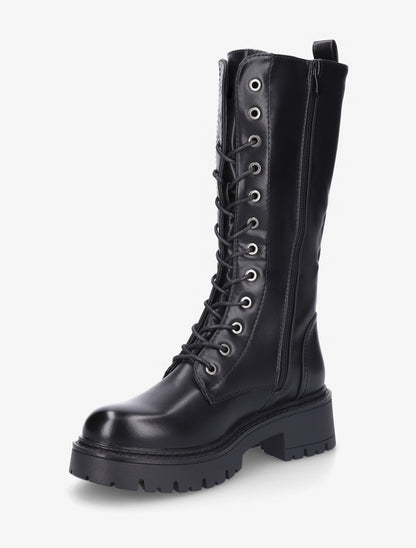 Bottines montantes en simili à lacets - Noir - 3