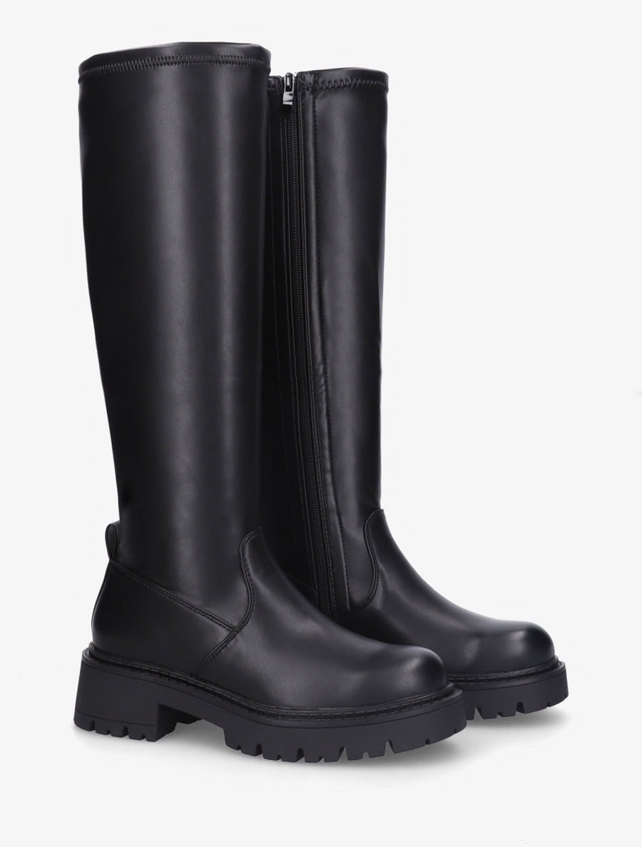 Bottes en simili à bout rond - Noir - 4