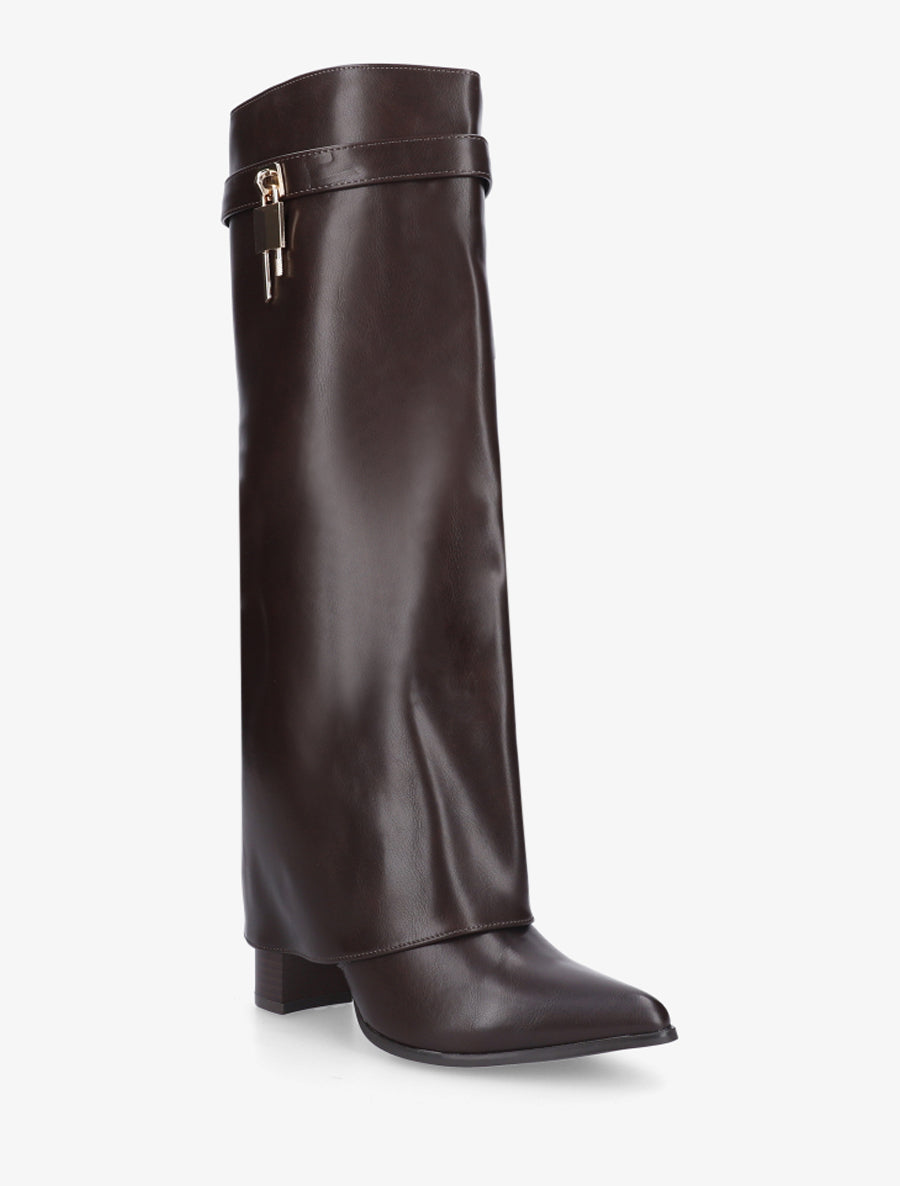 Bottes à revers et bout pointu - Marron - 2