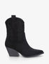 Bottines style santiags en suédine - Noir - 1