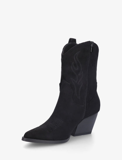 Bottines style santiags en suédine - Noir - 3