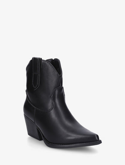 Bottines style santiag en simili - Noir - 2