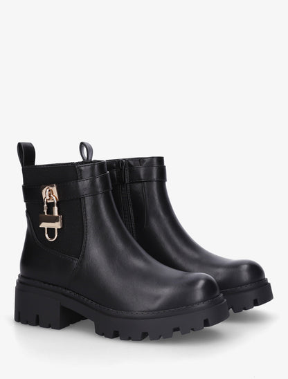 Bottines élastiquées à empiècement cadenas - Noir - 4