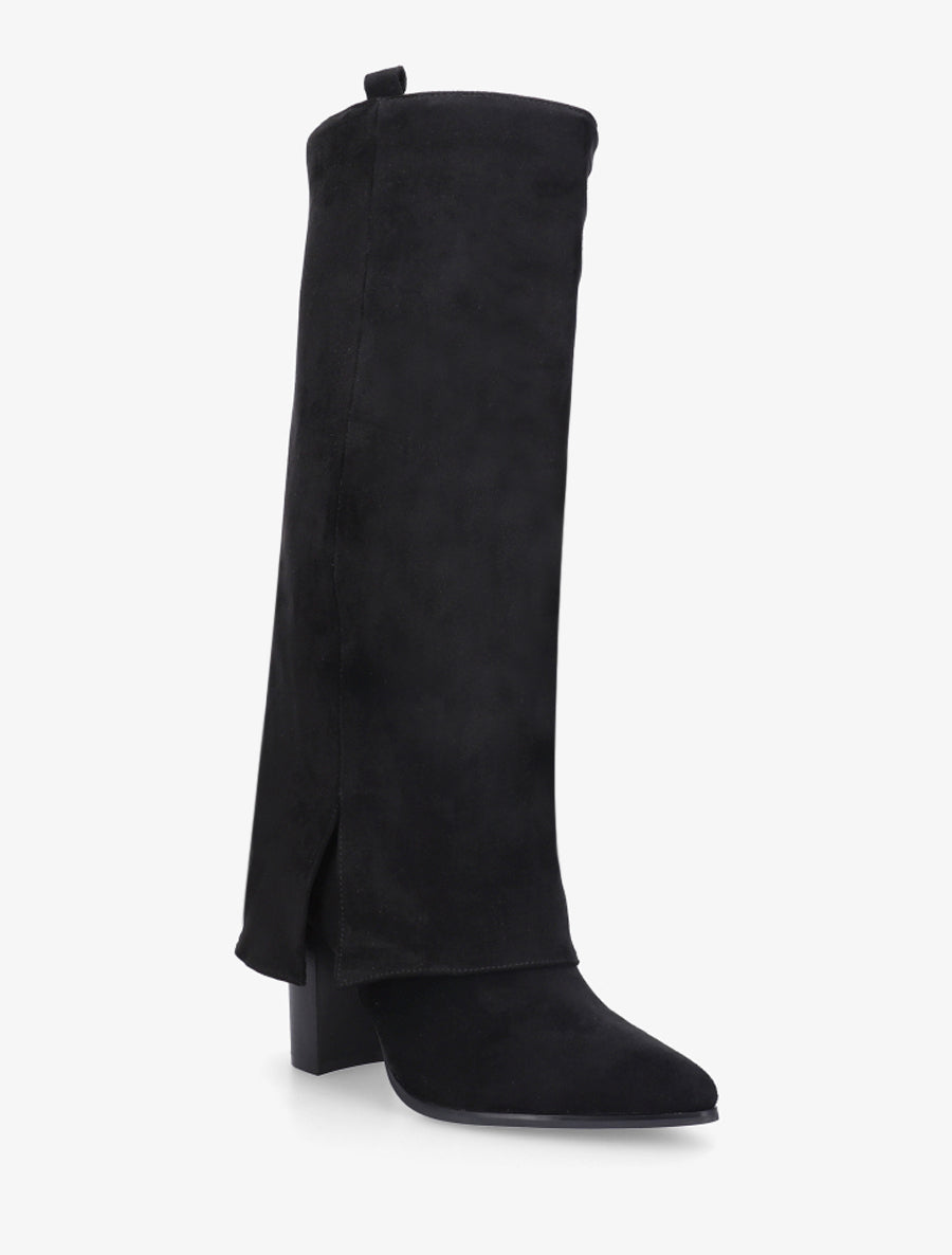 Bottes à revers en suédine - Noir - 2