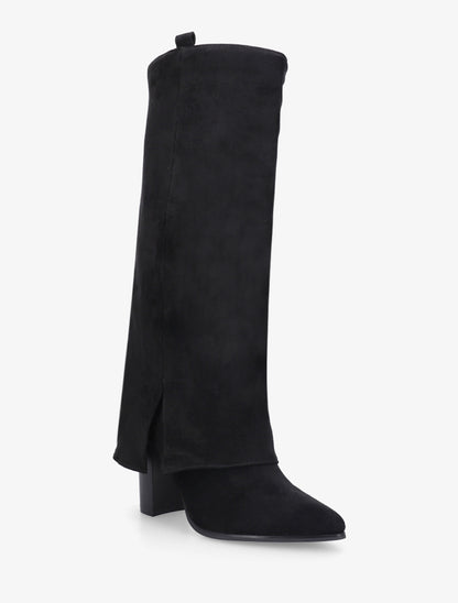 Bottes à revers en suédine - Noir - 2