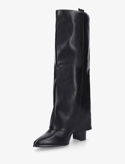 Bottes à revers à talon haut - Noir - 3