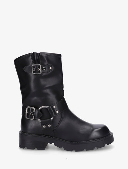 Bottines montantes en simili - Noir - 1