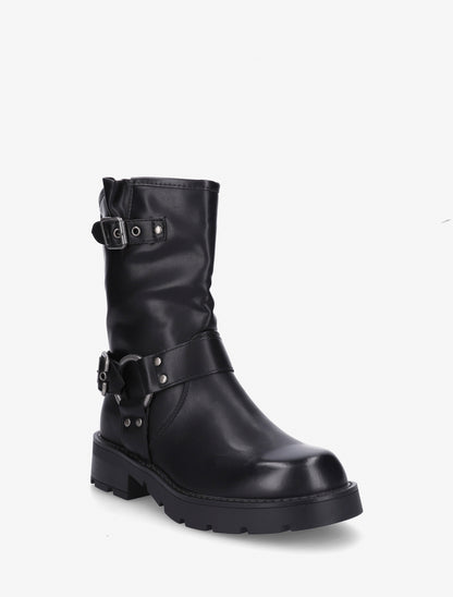 Bottines montantes en simili - Noir - 2