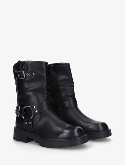 Bottines montantes en simili - Noir - 4