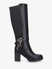 Bottes en simili à double sangles - Noir - 1