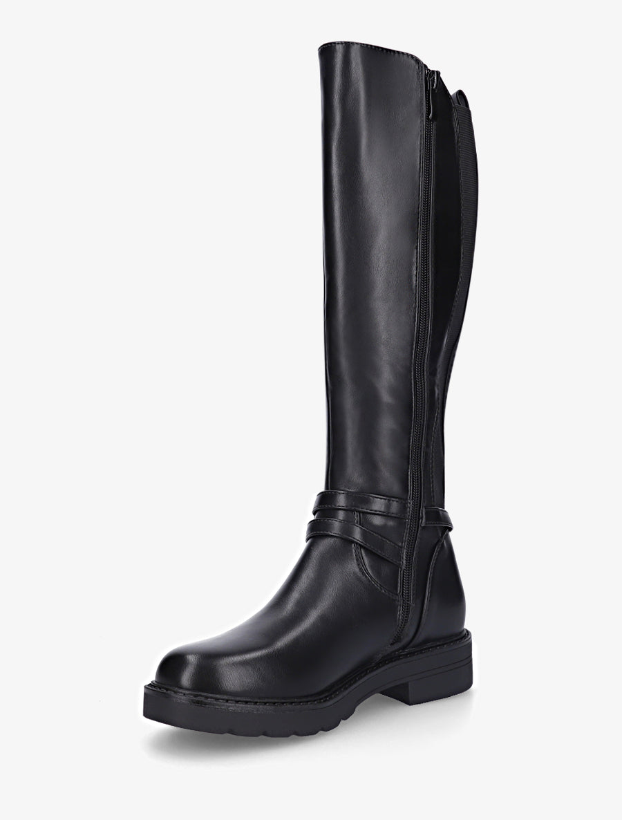 Bottes cavalière élastiquées à sangle - Noir - 3