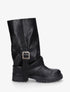 Bottines à revers et sanglées en simili - Noir - 1
