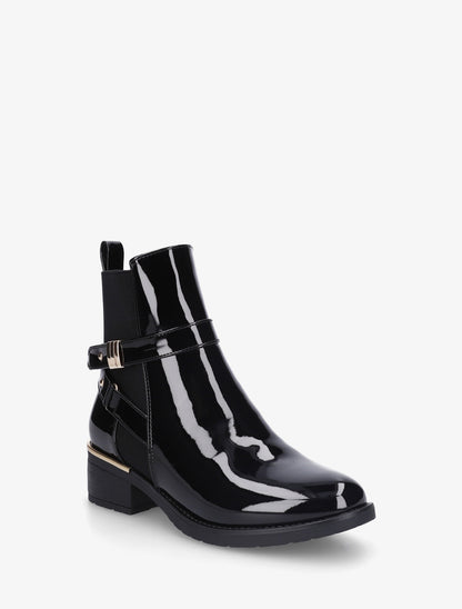 Bottines vernies sanglés à cheville élastiquée - Noir - 2