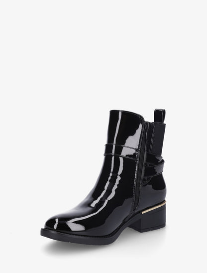 Bottines vernies sanglés à cheville élastiquée - Noir - 3