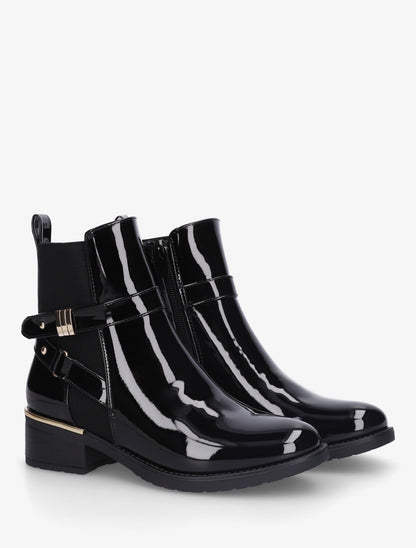 Bottines vernies sanglés à cheville élastiquée - Noir - 4