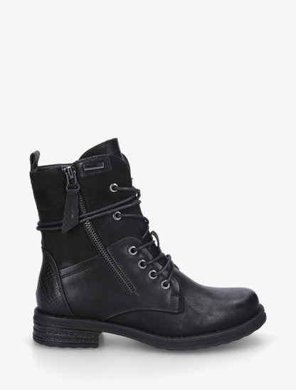 Bottines bi-matière à contrefort imprimé croco - Noir - 1