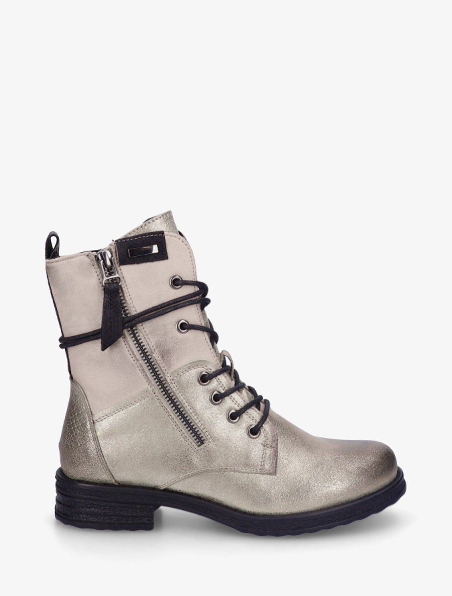 Bottines bi-matière à contrefort imprimé croco - Beige - 1