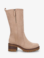 Bottines montantes en suédine à zip décoratif - Taupe - 1