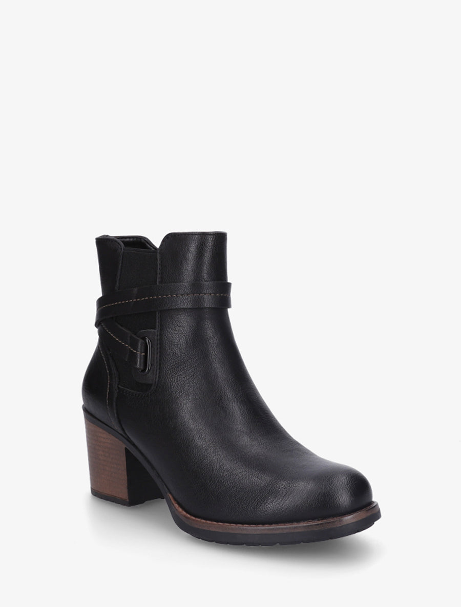 Bottines en simili à cheville élastiquée - Noir - 2