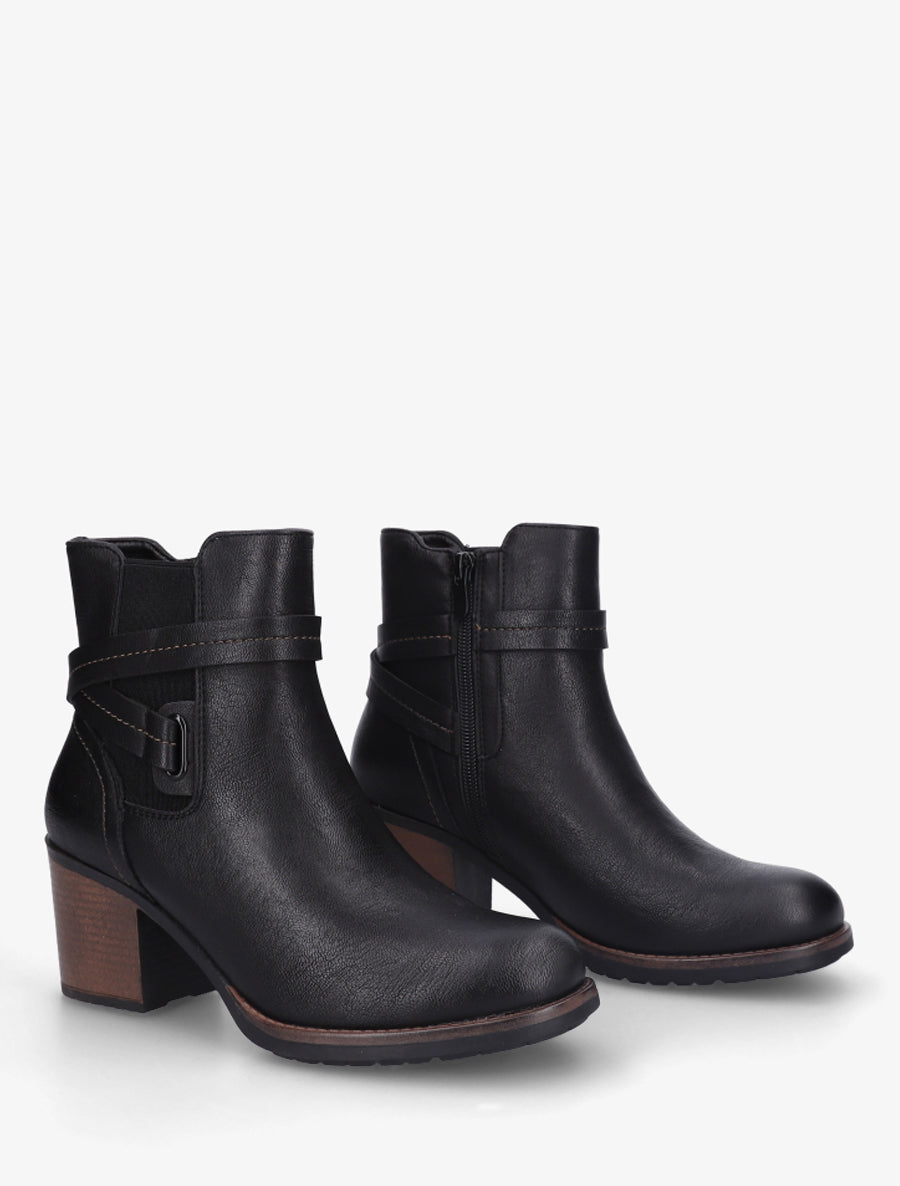 Bottines en simili à cheville élastiquée - Noir - 4