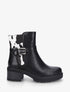 Bottines en simili à détail imprimé vache - Noir - 1