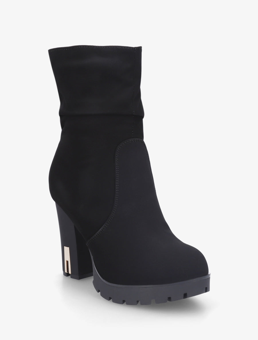 Bottines montantes à talon en suédine - Noir - 2