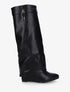 Bottes à talon compensé et revers - Noir - 1