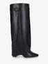 Bottes en simili à talon et revers - Noir - 1