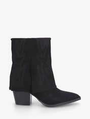 Bottines style santiags à broderies fantaisies - Noir - 1