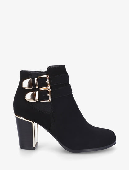 Bottines en suédine à boucles dorées - Noir - 1