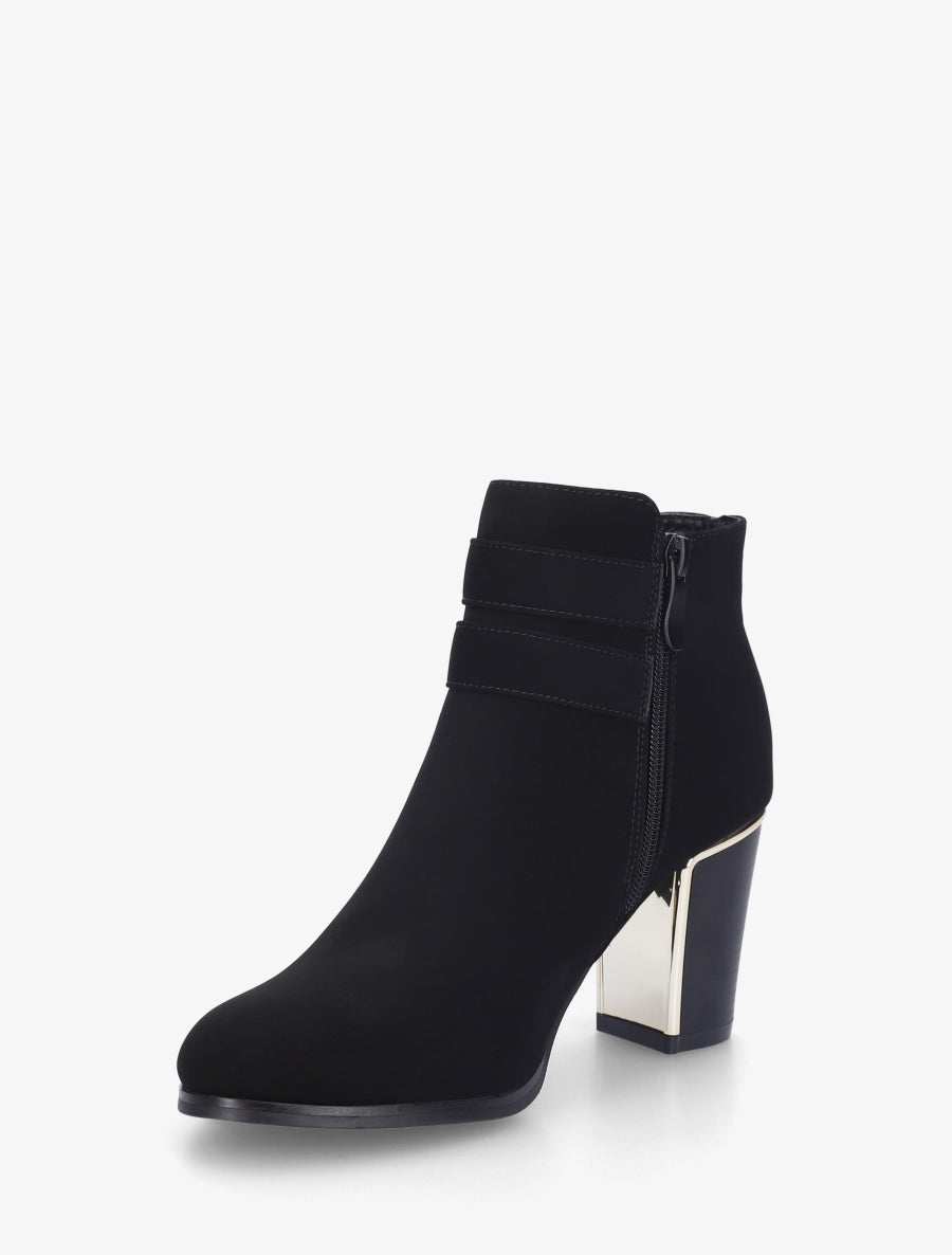 Bottines en suédine à boucles dorées - Noir - 3
