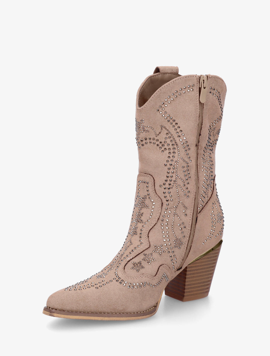 Santiags à strass style santiags - Taupe - 3