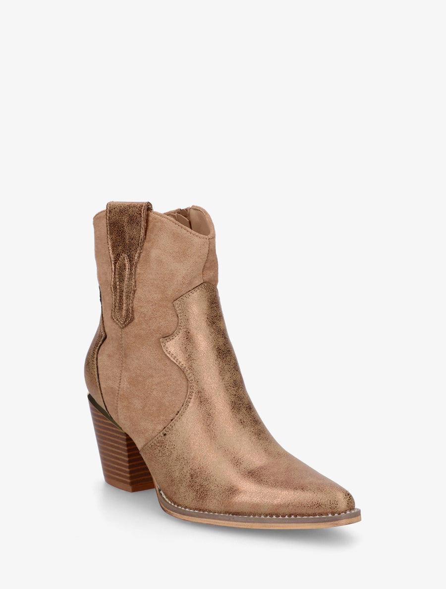Bottines irisées style santiag - Camel - 2