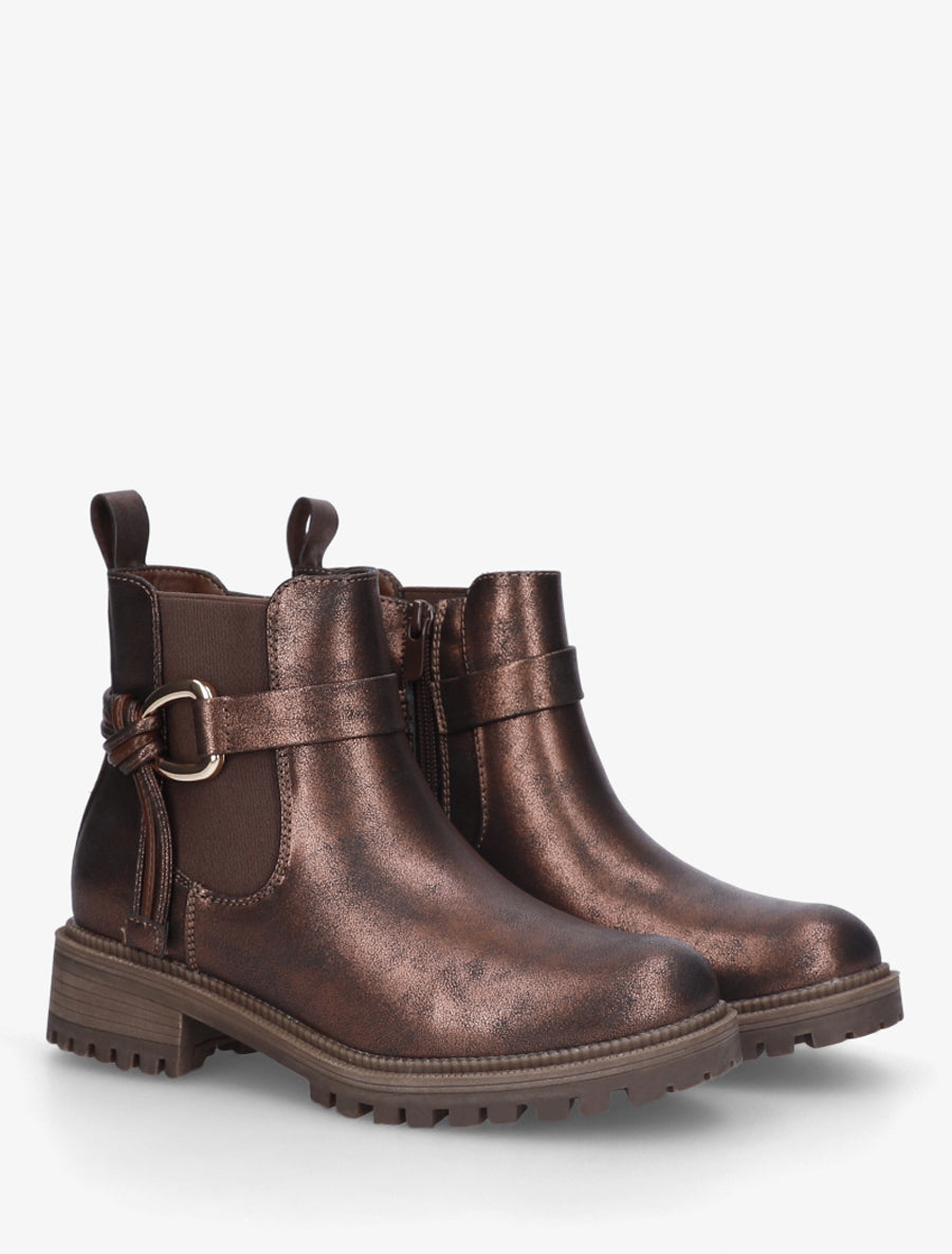Bottines à cheville élastiquée et boucle - Bronze - 4