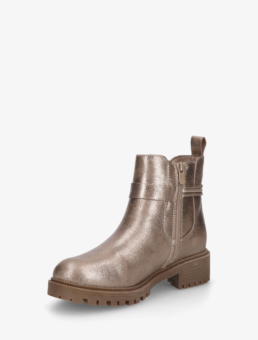 Bottines à cheville élastiquée et boucle - Taupe - 3