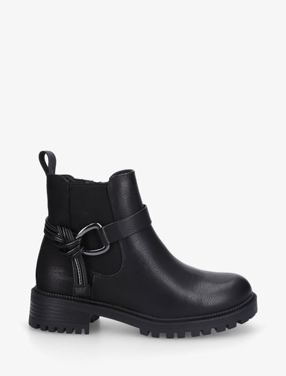 Bottines à cheville élastiquée et boucle - Noir - 1