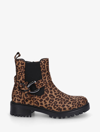 Bottines à cheville élastiquée et boucle - Camel - 1