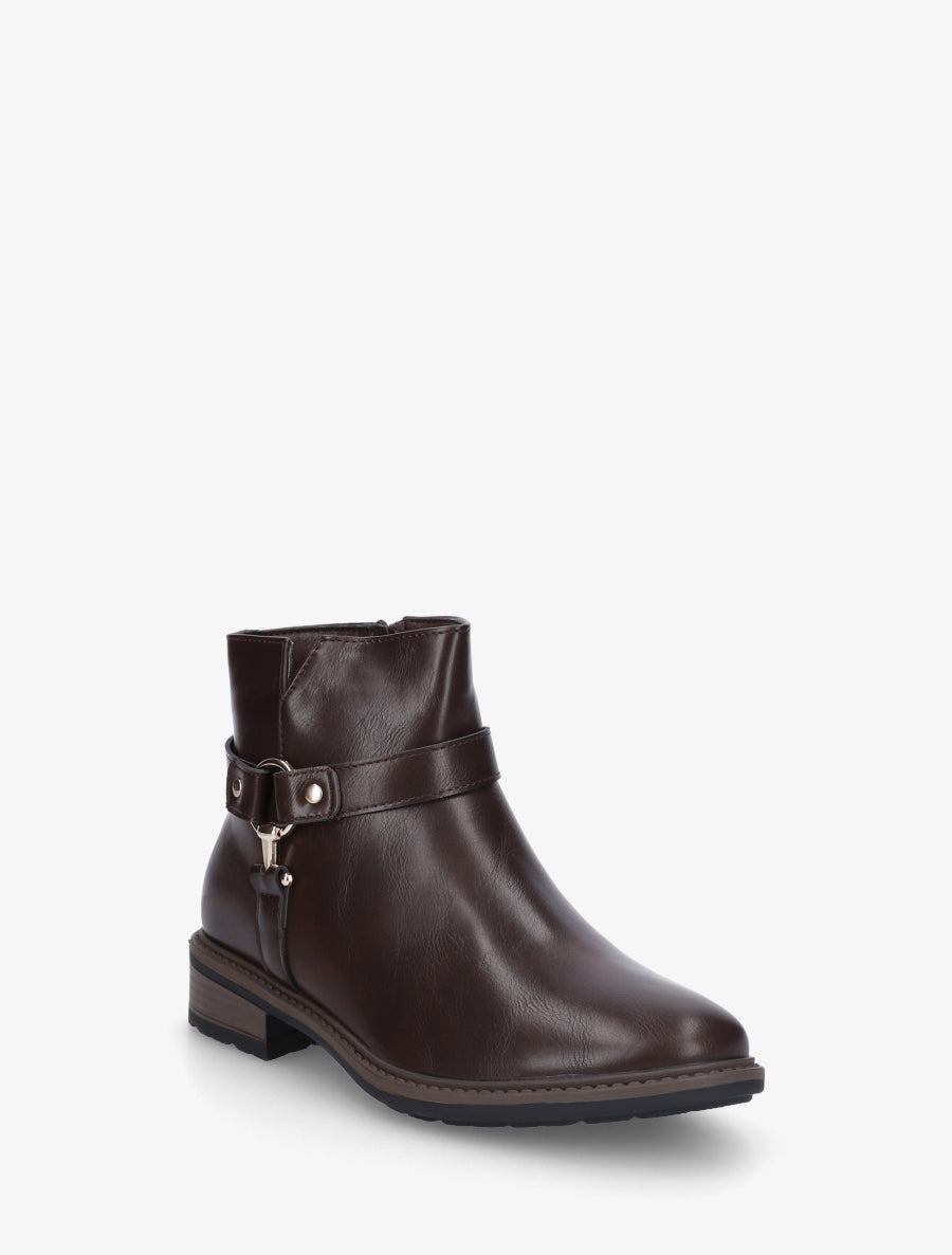 Bottines en simili à boucle décorative - Marron - 2