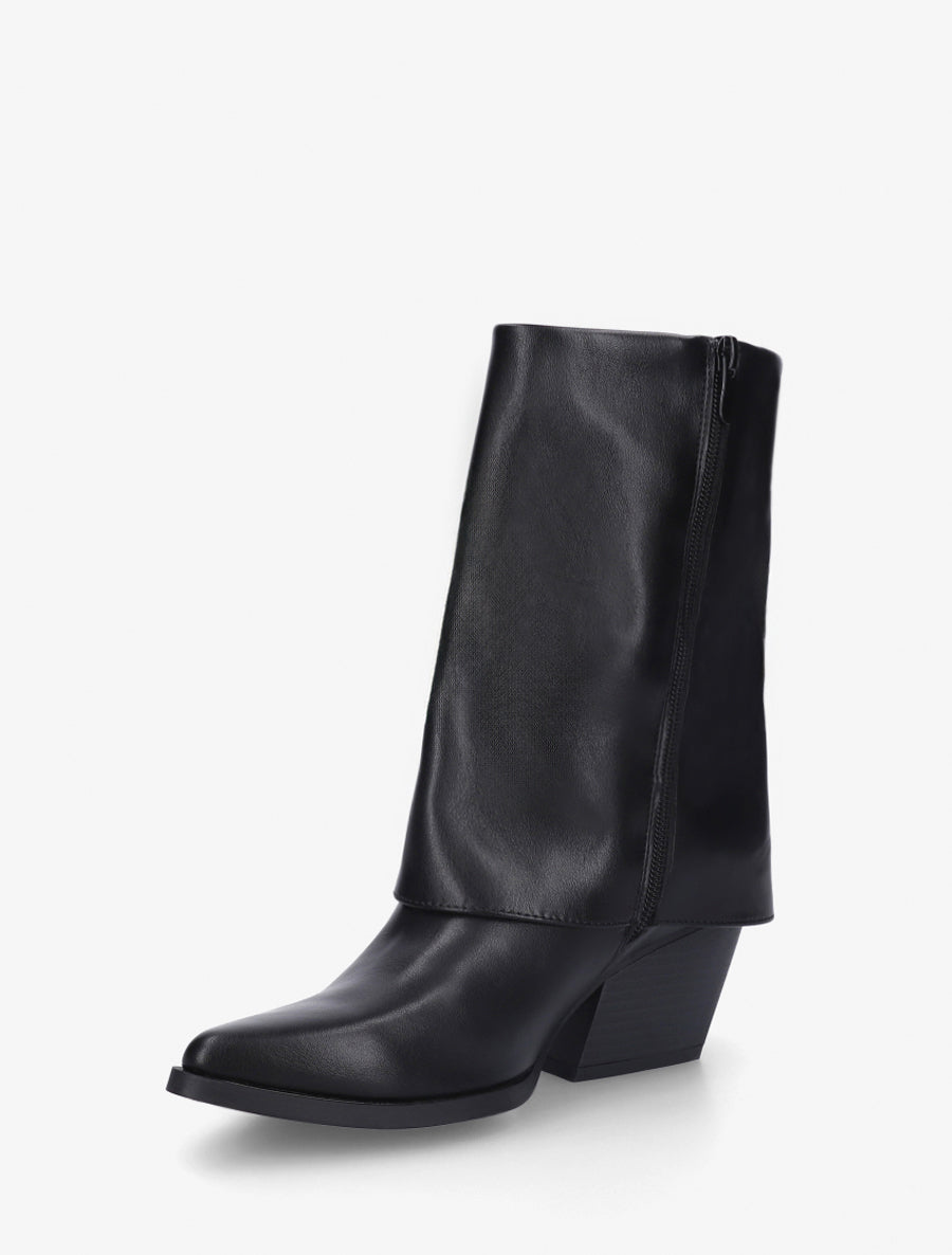 Bottines à revers et surpiqûres - Noir - 3