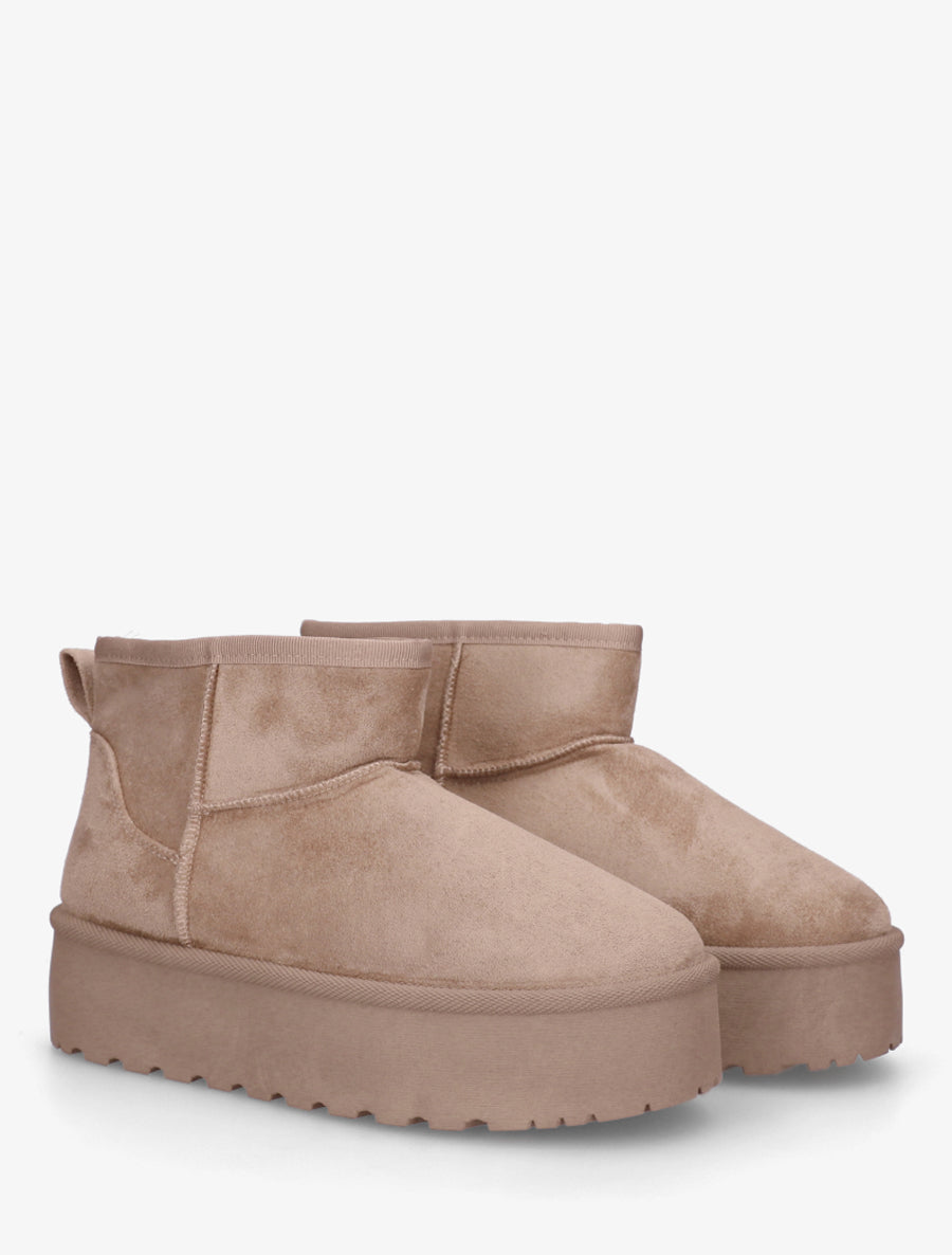 Boots en suédine à semelle plateforme - Taupe - 4