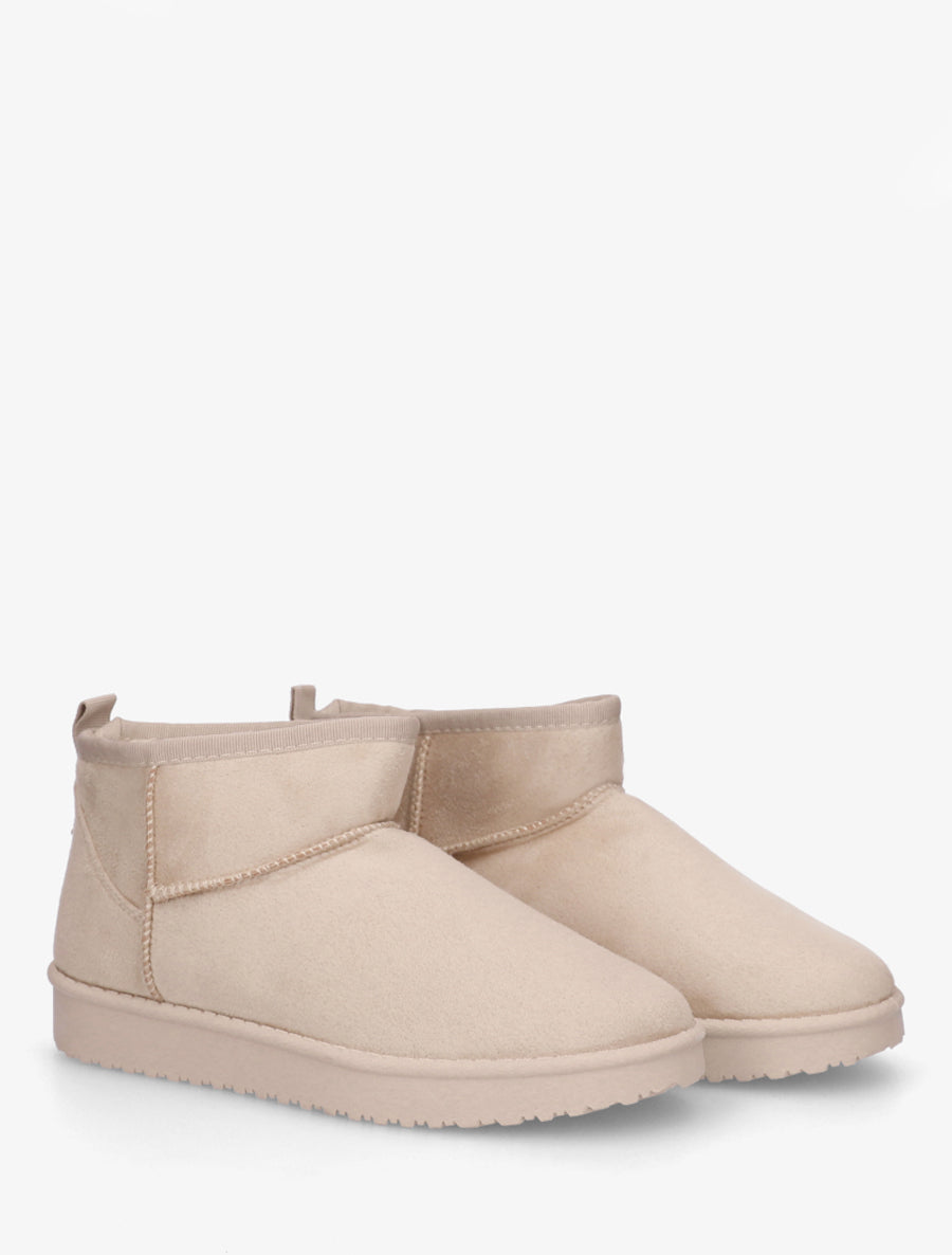 Boots basses fourrées en suédine - Beige - 4