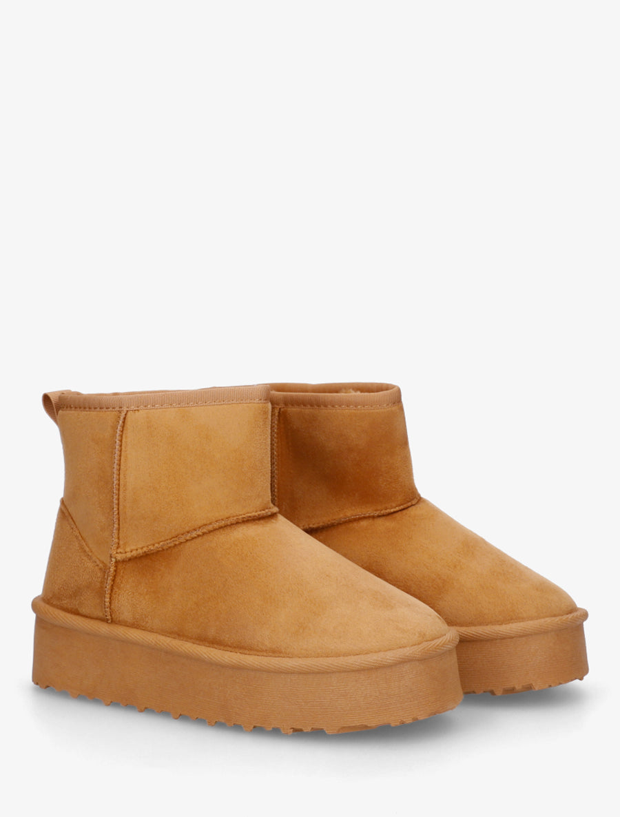 Boots fourrées en suédine - Camel - 4