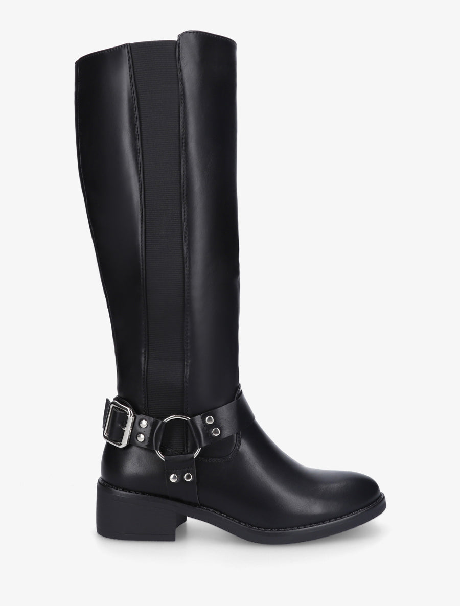Botas estilo ecuestre con hebilla - Negro