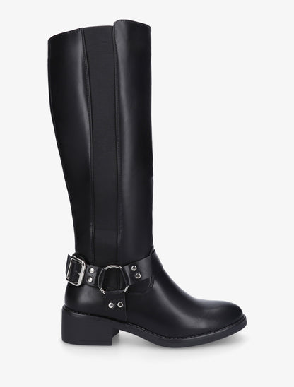 Botas estilo ecuestre con hebilla - Negro